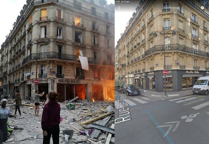 تصاویر قبل و بعد از ساختمانی که در پاریس منفجر شد