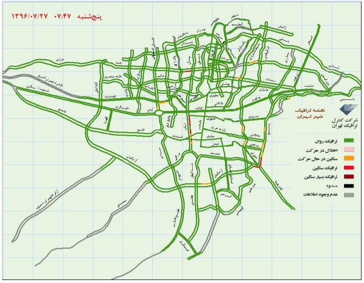 وضعیت ترافیکی صبح امروز پایتخت +نقشه