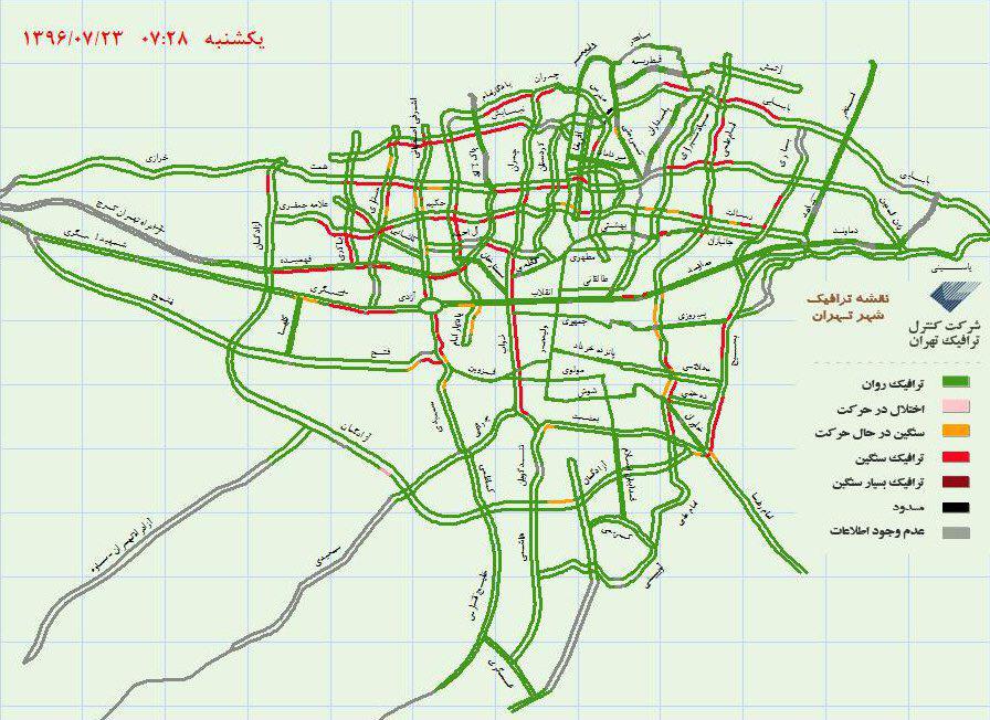 آخرین وضعیت ترافیک شهر تهران +نقشه