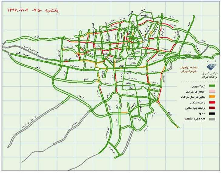 وضعیت ترافیکی تهران؛ صبح یک‌شنبه +نقشه