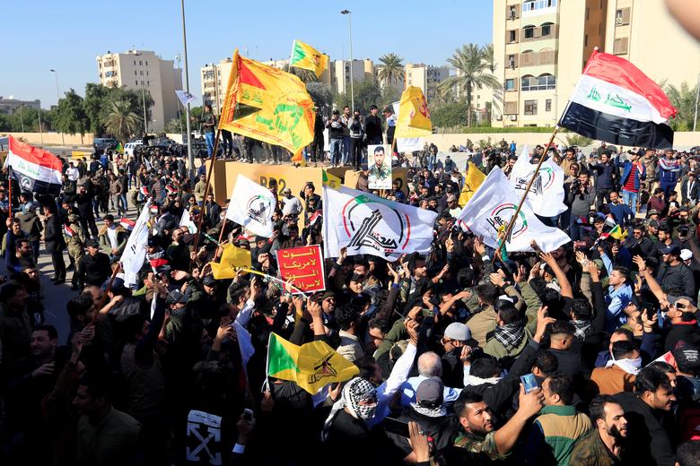 تظاهرات مقابل سفارت آمریکا در بغداد +فیلم