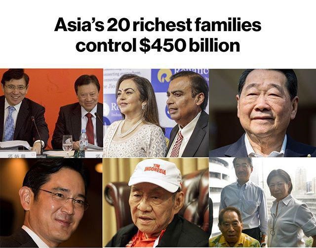 ثروتمندترین خانواده‌های آسیایی/ 450میلیارد دلار در دست 20خانواده!