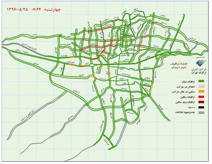 آخرین وضعیت ترافیک شهر تهران +نقشه