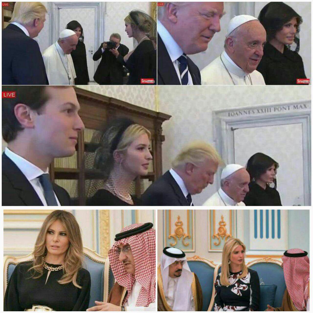 پوشش متفاوت دختر و همسر ترامپ در عربستان‌سعودی و دیدار با پاپ +عکس