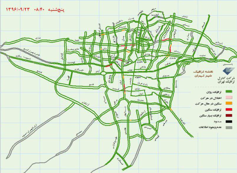 وضعیت ترافیکی پایتخت +نقشه