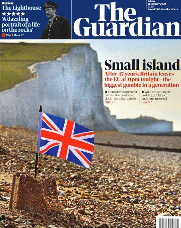 جزیره کوچک، تیتر یک روزنامه گاردین برای خروج بریتانیا از اتحادیه اروپا