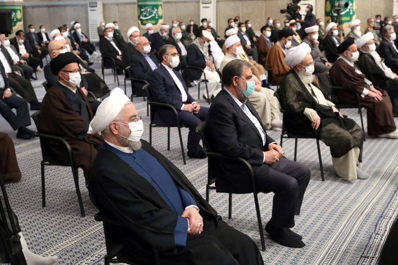 حضور روحانی و علی لاریجانی در دیدار با رهبر انقلاب + عکس