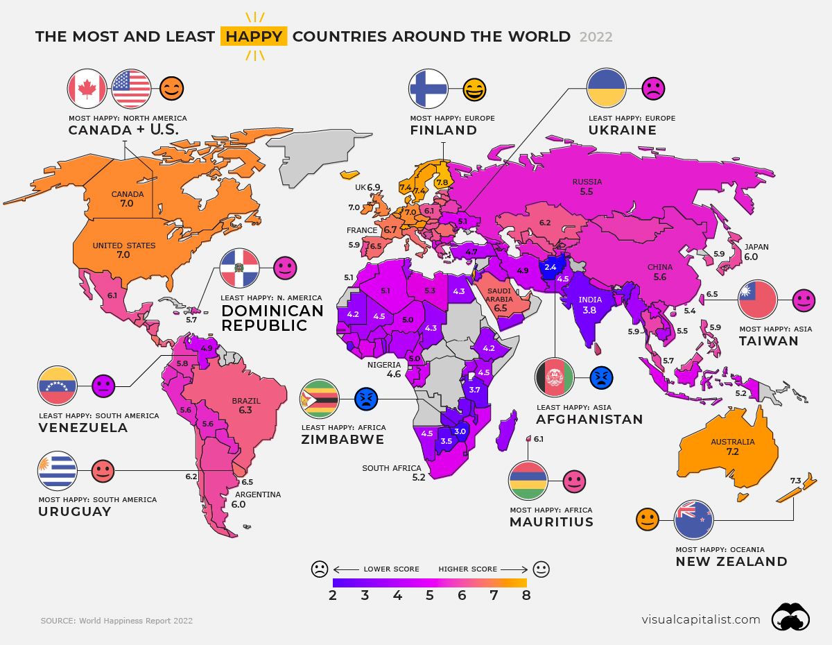 ‎شادترین و غمگین ترین کشورهای جهان کدام است؟ 