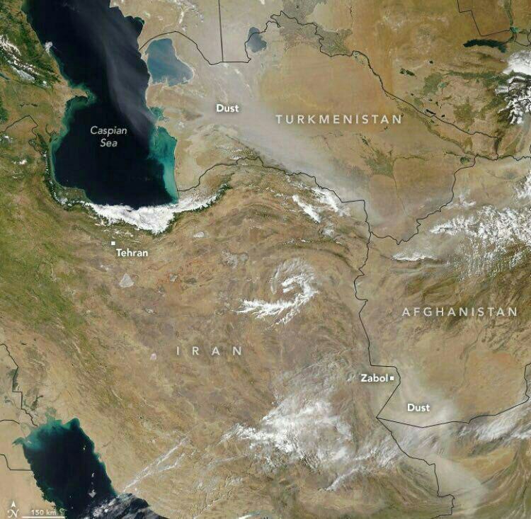 عکس ناسا از طوفان گرد و خاک اخیر در شرق ایران و افغانستان