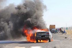 راننده خودرو زنده در آتش سوخت