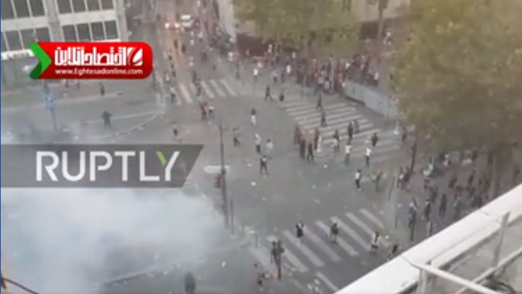 درگیری هواداران و پلیس فرانسه پس از قهرمانی +فیلم
