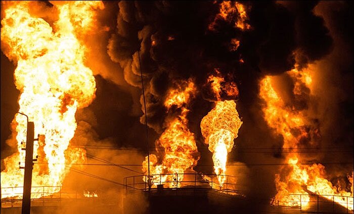  انفجار انبار نفت در منطقه روونکی استان لوهانسک + فیلم