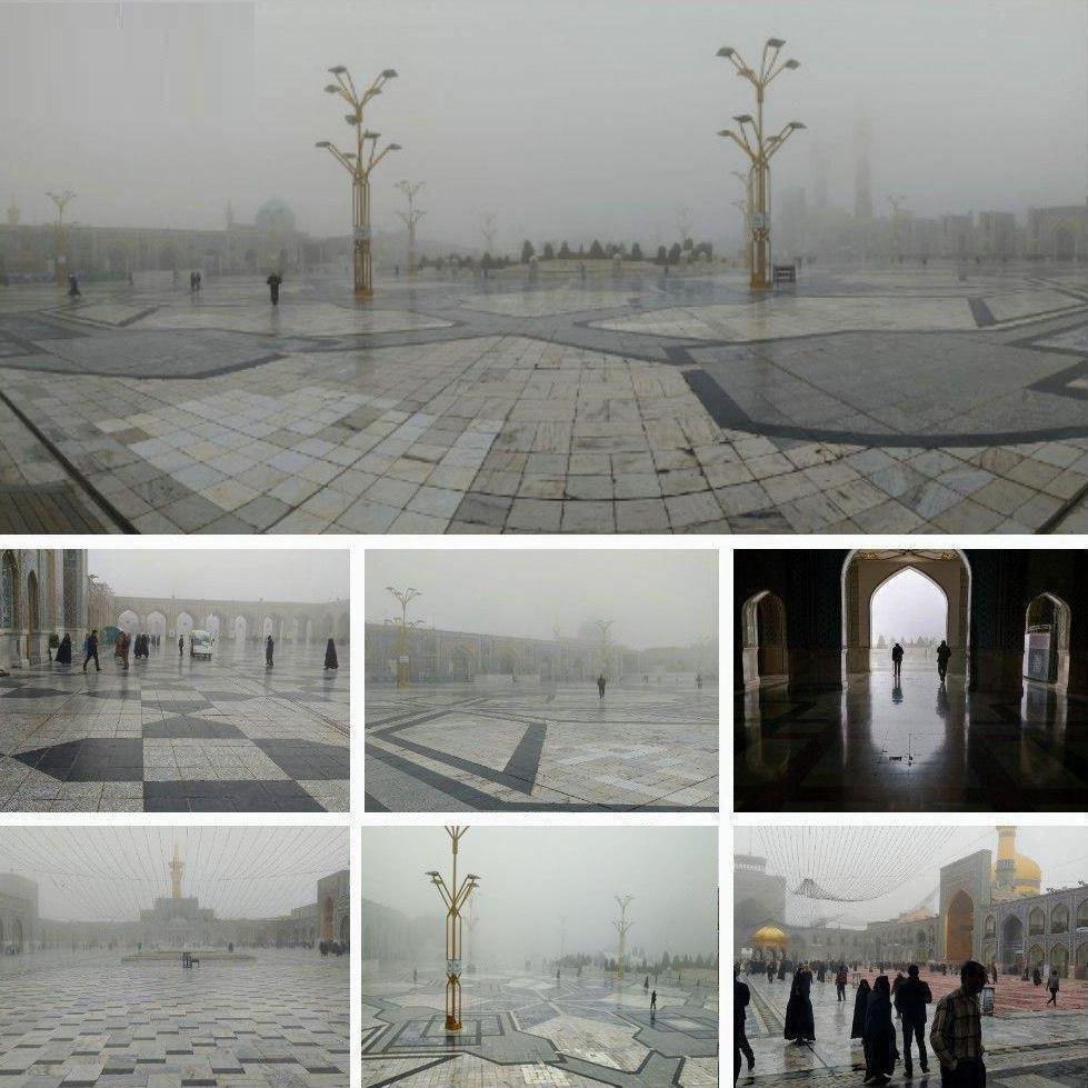 مه غلیظ صبحگاهی در حرم مطهر رضوی(ع) +عکس