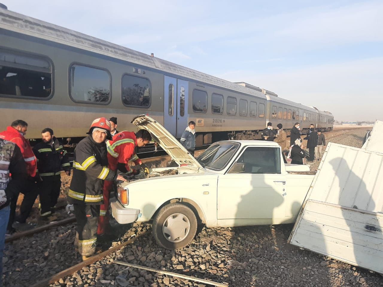 تصادف قطار با وانت در ورامین
