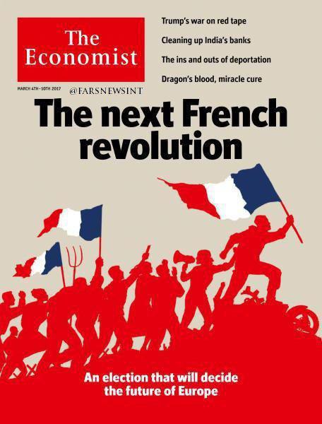 طرح جلد مجله اکونومیست درباره انتخابات آتی ریاست جمهوری در فرانسه