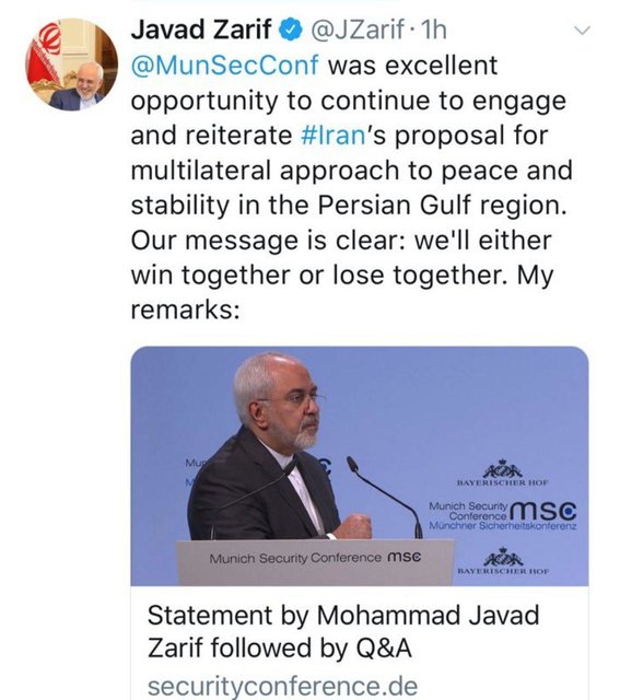 ظریف: پیام ایران واضح است