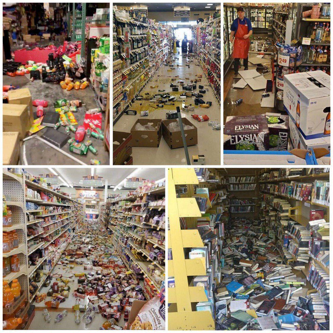 وضعیت فروشگاه‌‌ها پس از زلزله شب گذشته در کالیفرنیا +عکس
