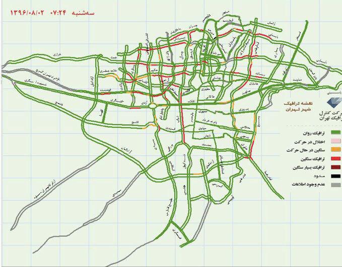 آخرین وضعیت ترافیک پایتخت +نقشه