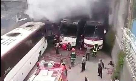 ۶ دستگاه اتوبوس در مشهد سوختند +عکس