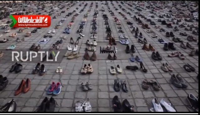 اعتراضات کفشی برای ادای احترام به مردم غزه +فیلم 