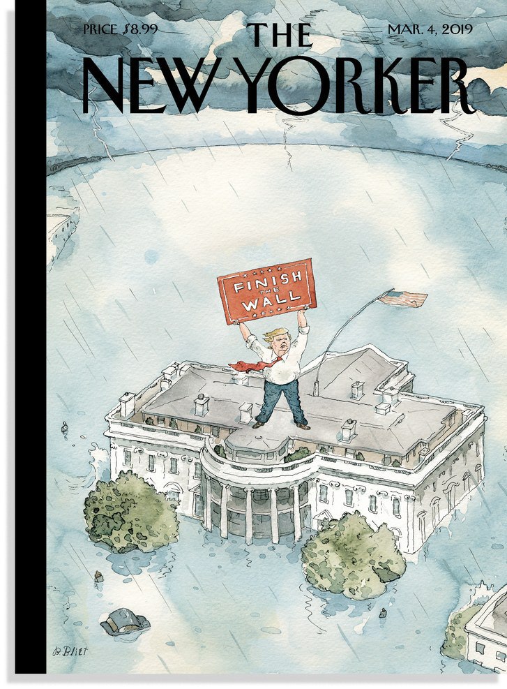 جلد نشریه نیویورکر، ترامپ غرق در فکر ساخت دیوار +عکس