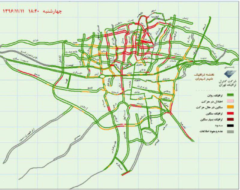وضعیت ترافیک بزرگراه‌های تهران +نقشه 