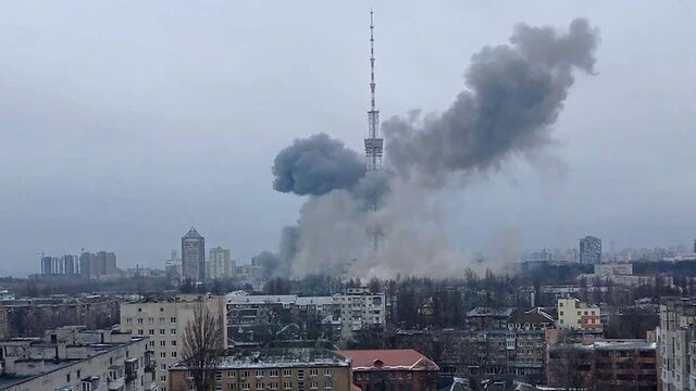 حمله روسیه به برج تلویزیونی در کی یف + فیلم
